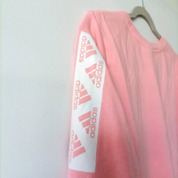Adidas Womens Bright Pink Crew Neck Long Sleeve Pullover Sweatshirt Size Large - Picture 5 of 10